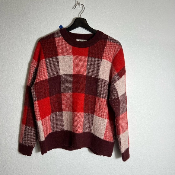 Madewell red pink block sweater S - Picture 1 of 5